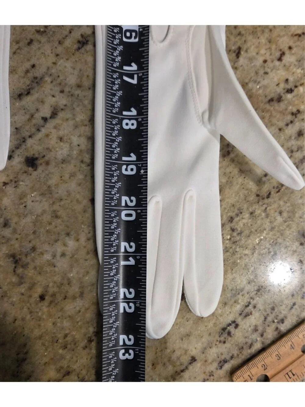 New! Vintage Sz S Off-White Formal Stretch Nylon Opera Gloves 23